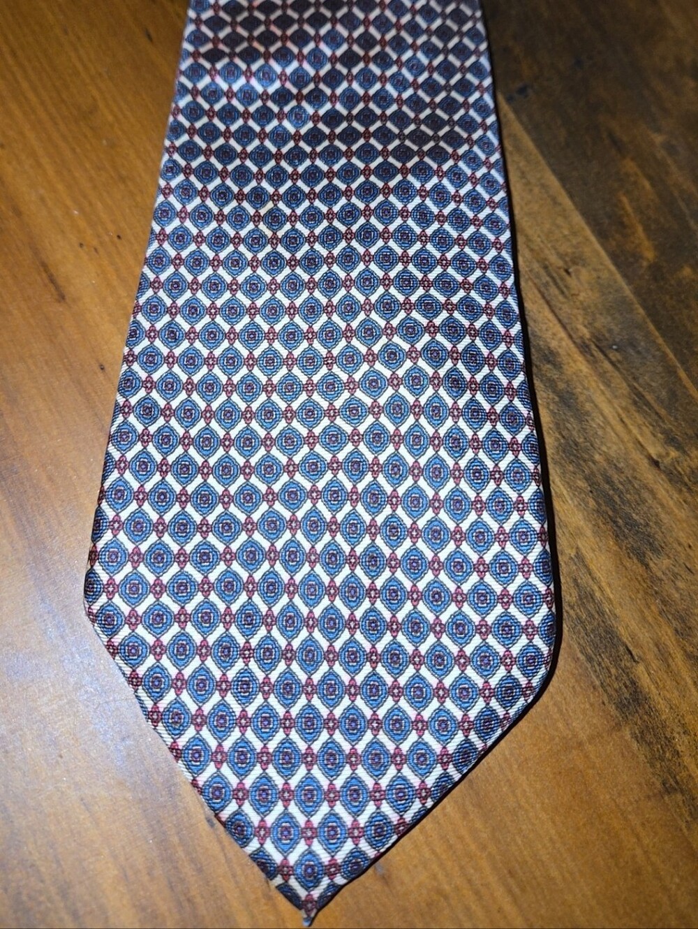 Vintage Christian Dior Silk Men's Tie - Geometric Pattern- Fabric Woven Italy